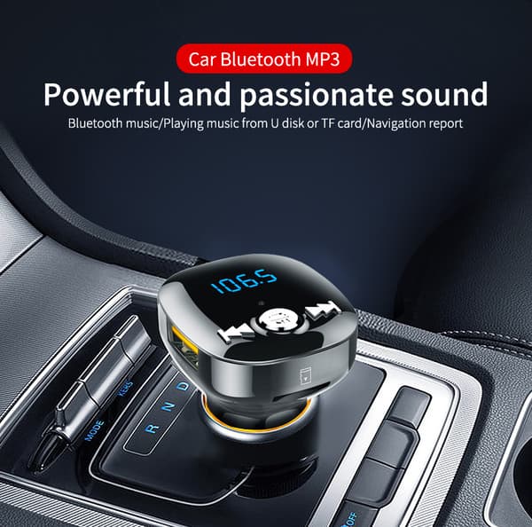 FM-sändare för bilen - Bluetooth-adapter med QC3.0 billaddare