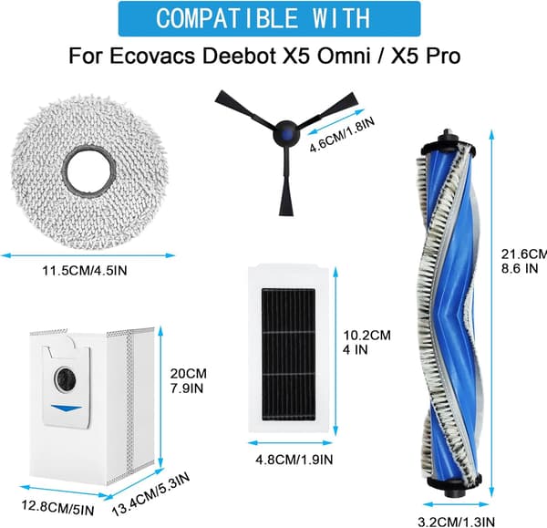 Ecovacs Deebot X5 Omni, X5 Pro robotstøvsuger tilbehørssett