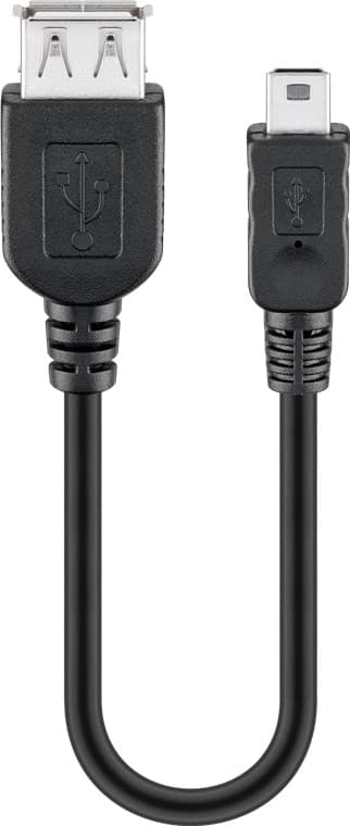 USB-A till Mini-B adapter, 0,2 m, svart