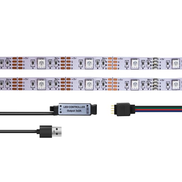 RGB LED stripe med fjernkontroll. 3 meter
