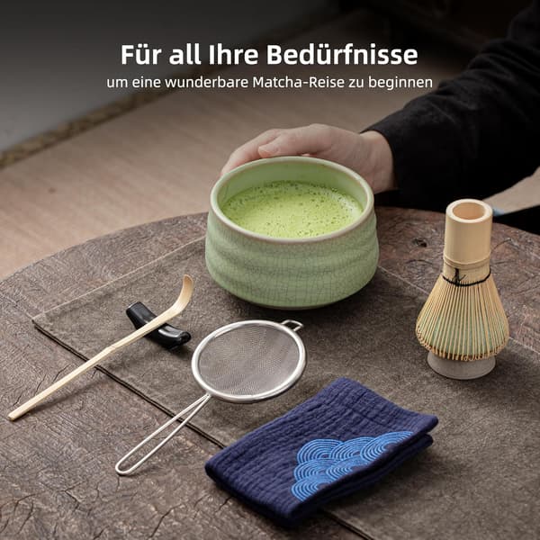 Elegant Black Matcha Whisk Set - 7 Piece Ceramic & Bamboo