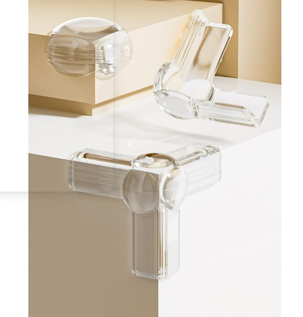 Transparenta T-formade hörnskydd med airbag (4-pack)