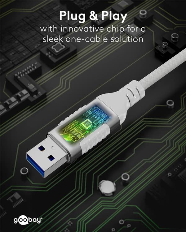 Ethernet-kabel USB-A 3.0 til RJ45, Slim, 3 m