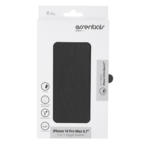 iPhone 14 Pro Max PU wall,detach,3 card,Black