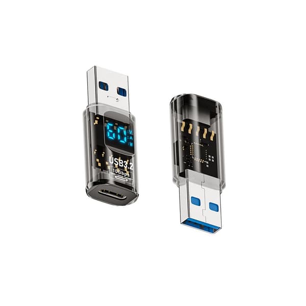 TYPE-C naaras - USB uros digitaalinen näyttöadapteri, läpinäkyvä musta (2 kpl)