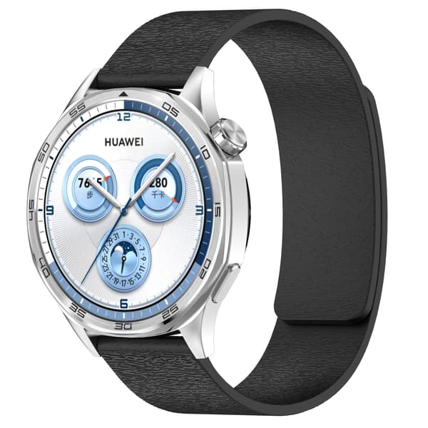 Cloud Wood Grain Silicone Magnetic Strap Black 18 mm