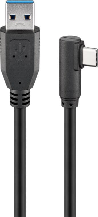 USB 3.0 USB-C™ - USB-A -kaapeli, 90°, 0,5 m, musta