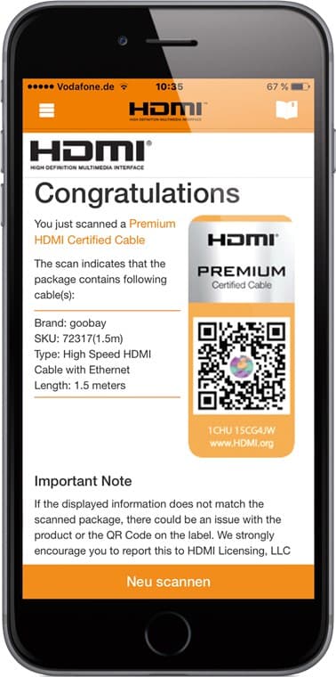Ultra-høyhastighets HDMI-kabel, autorisert