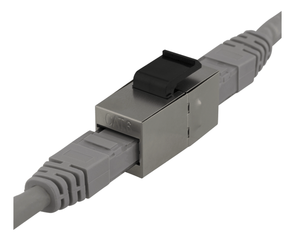Cat6 Keystone coupler, shielded, 2xRJ45, plastic, 180, metal