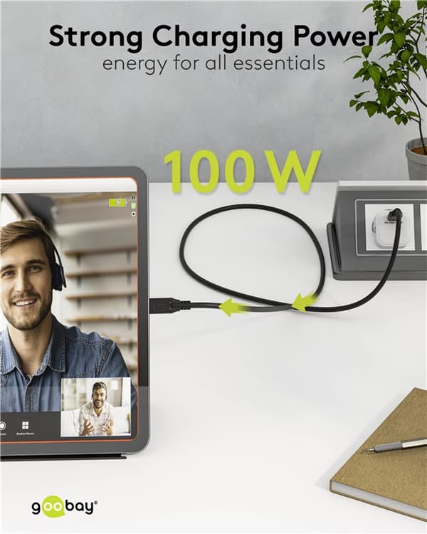 USB-C™-kabel, 0,5 m, svart