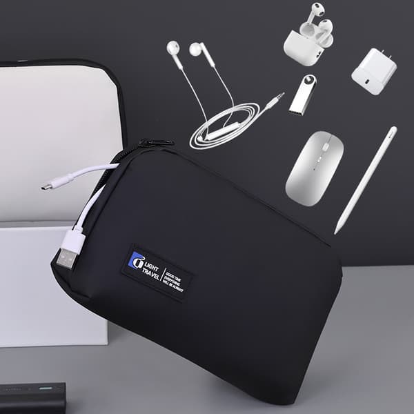 Tech Accessory Organizer Bag för kablar, mus, hörlurar Black