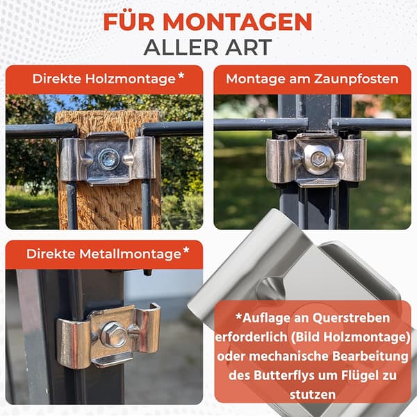 304 Rustfritt Stål Dobbel Stang Matte Gjerdefeste - 10 Stk