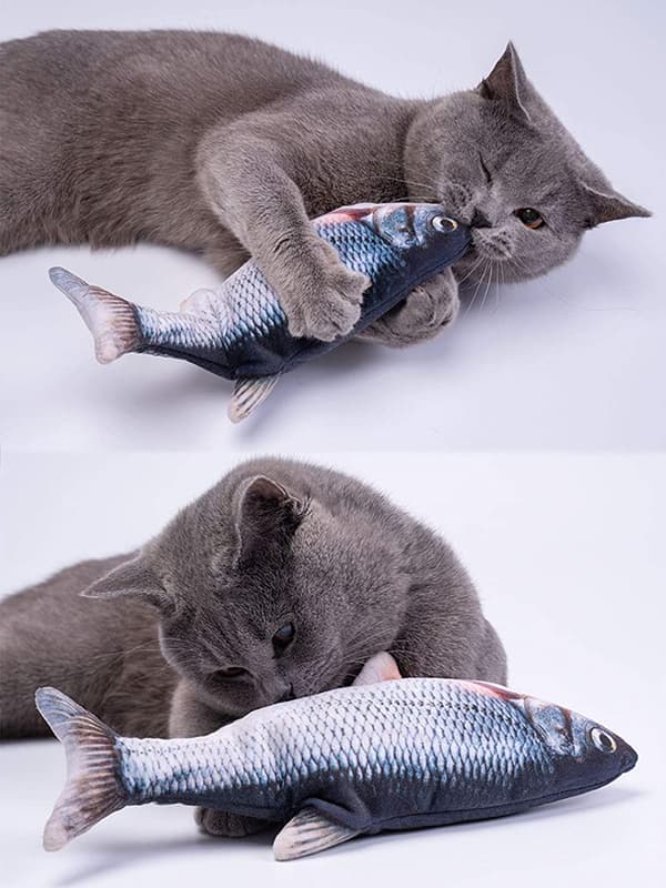 Interaktiv katteleke Splashing Fish Grey