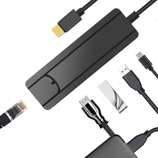 USB-C-keskitin - HDMI, Ethernet, USB-C, USB