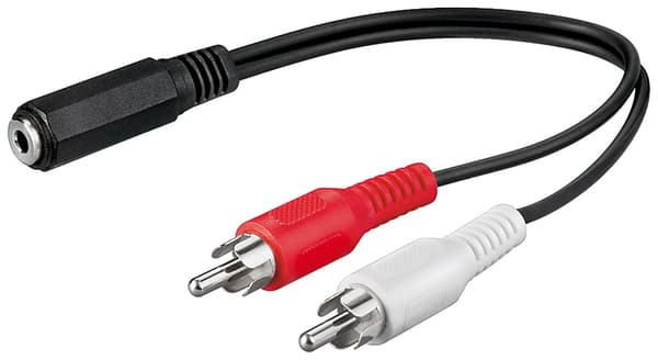 Adapter for lydkabel 3,5 mm jack til RCA-plugg