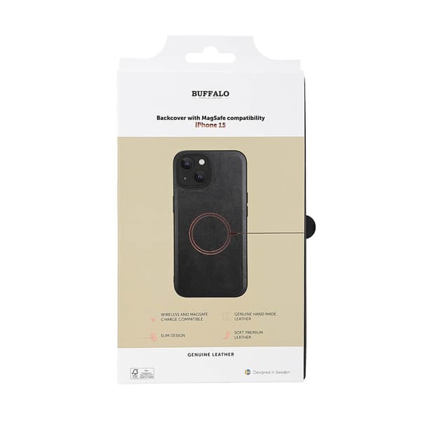 Mobildeksel Lær MagSeries Svart - iPhone 15