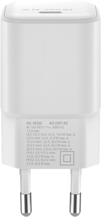 USB-C™ PD GaN hurtiglader Nano (45 W) hvit
