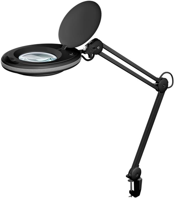 LED forstørrelseslampe med klemme, 8 W, sort