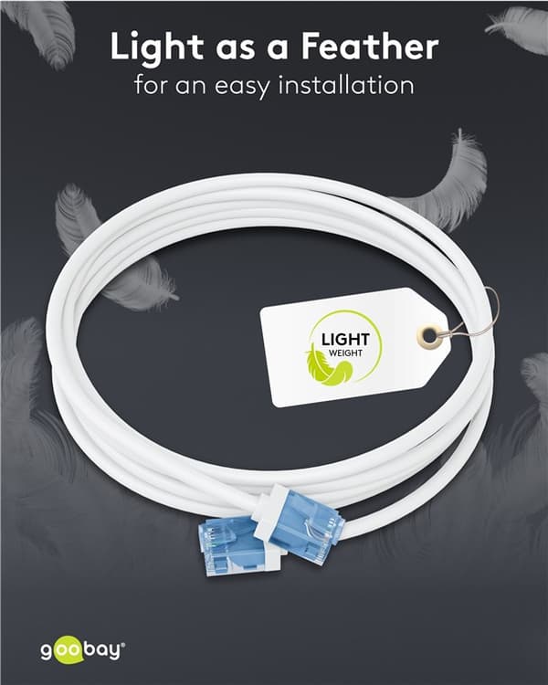 Ultraflexibel patchkabel CAT 6A, slim, U/UTP, vit