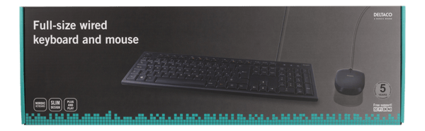 Keyboard kit with mouse, PAN Nordic layout, USB, black