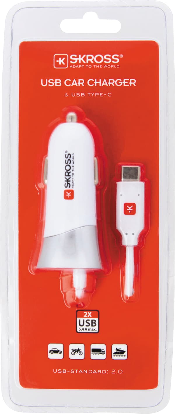 USB-billaddare med Typ-C-kabel (2.0)