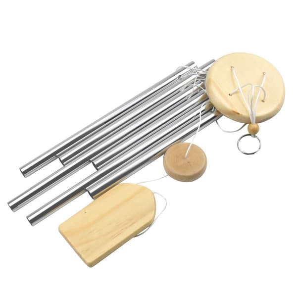 Vindklokke med 6 metalrør Silver
