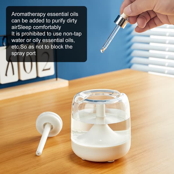 650ml Spray Aroma Diffuser: Stor Mist USB Luftfuktare för Sovrum, Kompatibel med doftoljor White