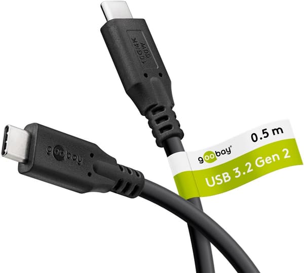 USB-C™-kabel, 0,5 m, svart