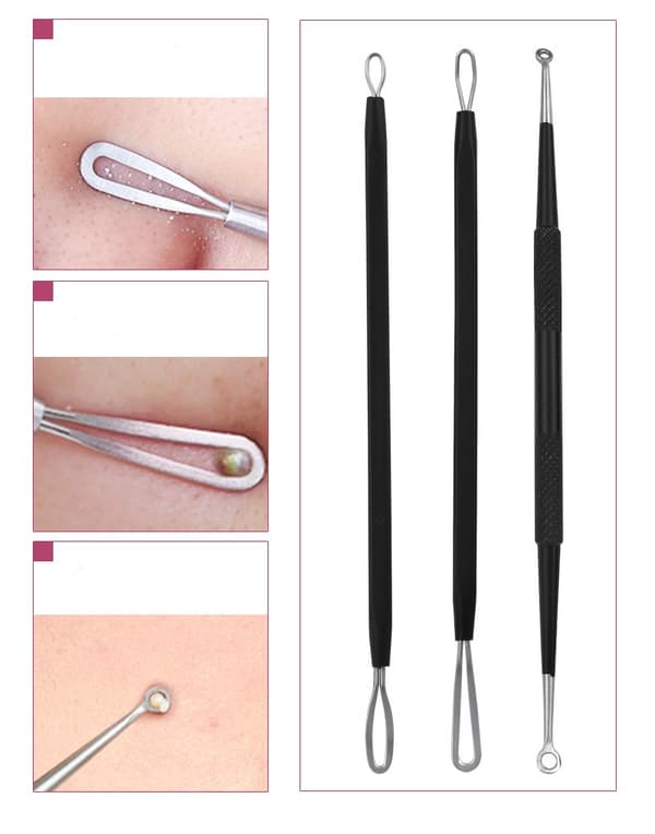 5 Pack Blackhead Remover Akne Needle Tools Kit Black
