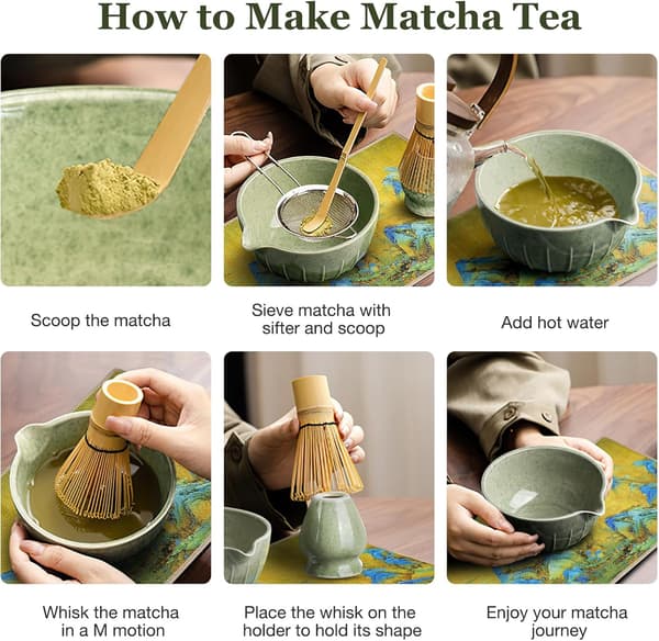 Matcha Whisk Set: SQ Jade Knife Matcha 8-delt rustfritt stål