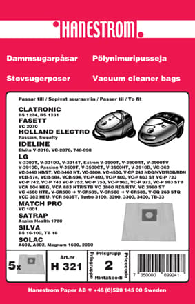 Dammsugarpåsar LG V-3900T,EXTRON