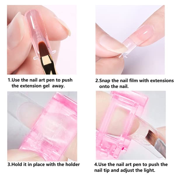 Negleklemmer til gel negle 5-pak Pink