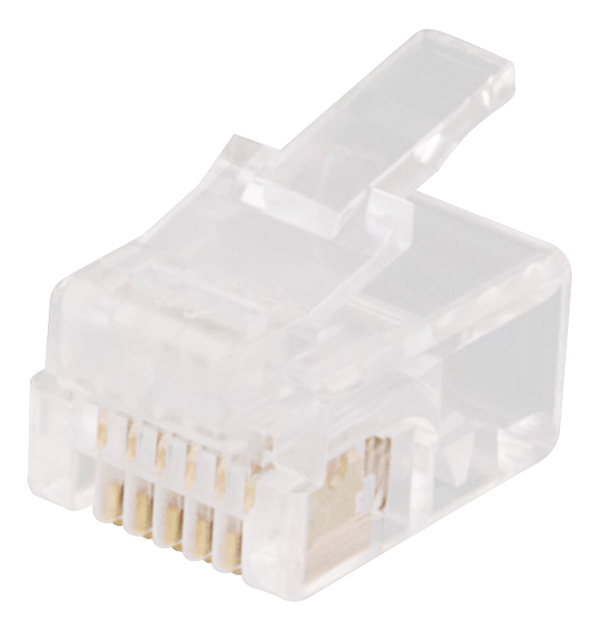Modular connector RJ12, 6P6C, 20-pack, transparent