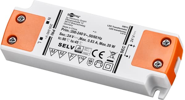 LED-transformer 24 V (DC) (DC), 20 W