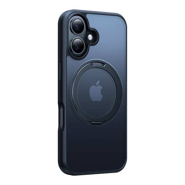 Torras Ostand Pro -kotelo iPhone 16 Plus:lle (musta)
