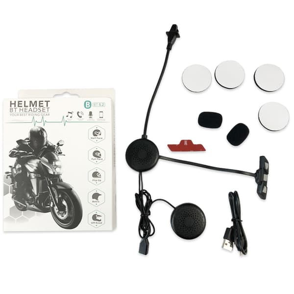 Motorcykelhjelm Headset Bluetooth 5.2 Black