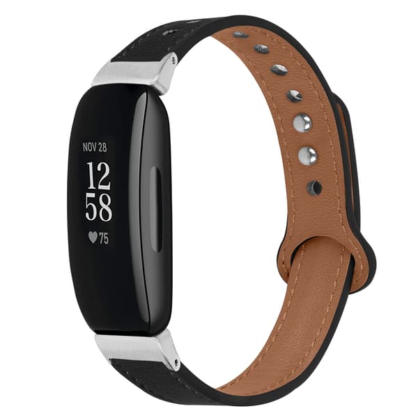 Urrem i ægte læder Sort Fitbit Inspire 1/2/HR