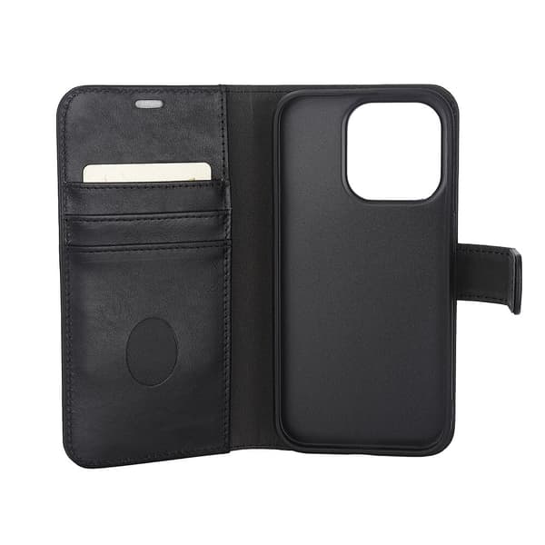 Wallet Case 2i1 Anti-stråling Læder MagS Sort - iPhone 15 Pro