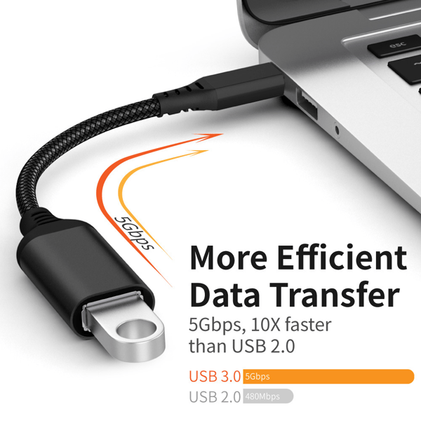 USB-C til USB 3.0 adapterkabel 5 Gbps Black