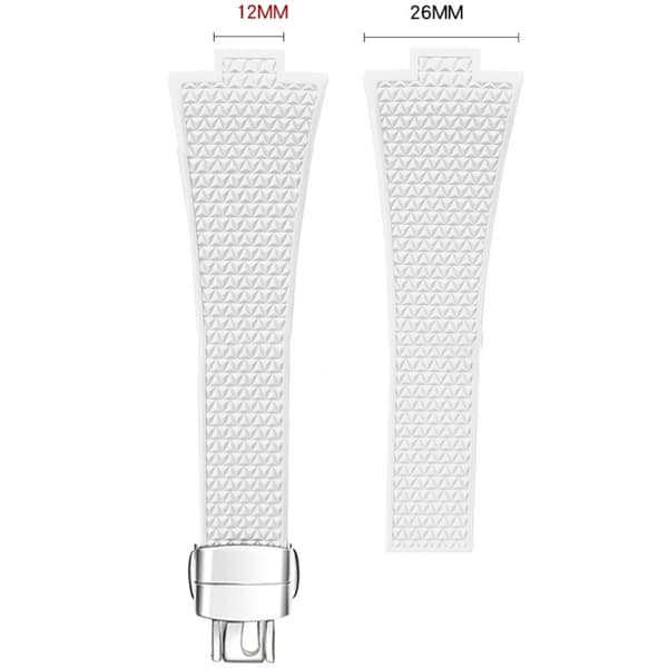 Silikon klokkerem med sølvspenne - hvit White 12 mm