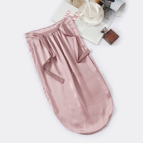 Justerbar lang silke sovehætte Pink