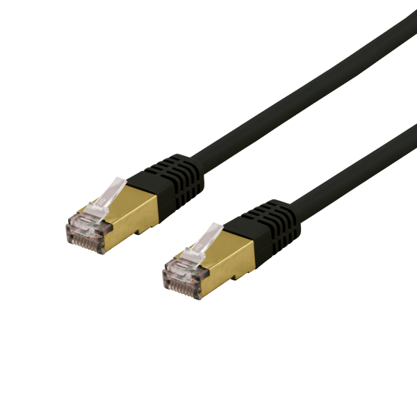 S/FTP Cat6a patch cable, 0.3m, 500MHz, Delta-cert, black
