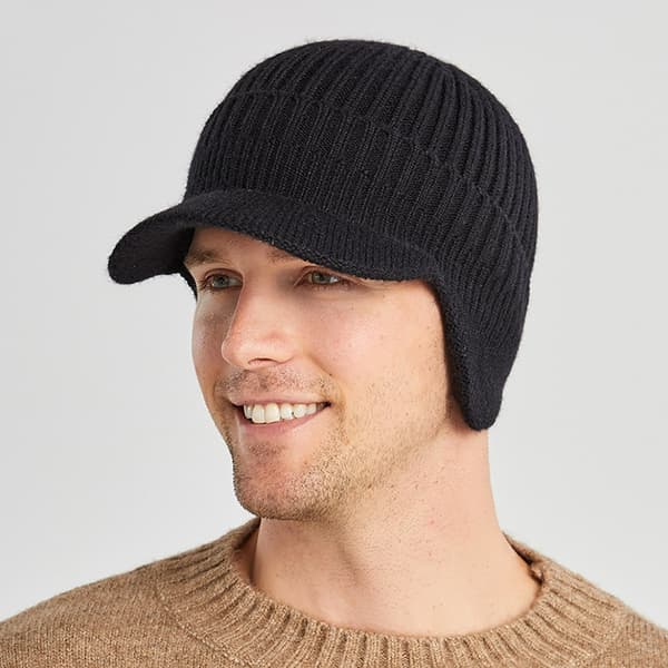 Varm hue med øreklapper Black S