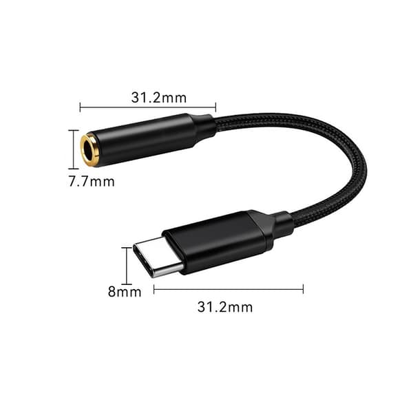 3.5mm til Type-C Audio Adapter Kabel - DAC Digital Dekodning og Hi-Fi Lydkvalitet Black