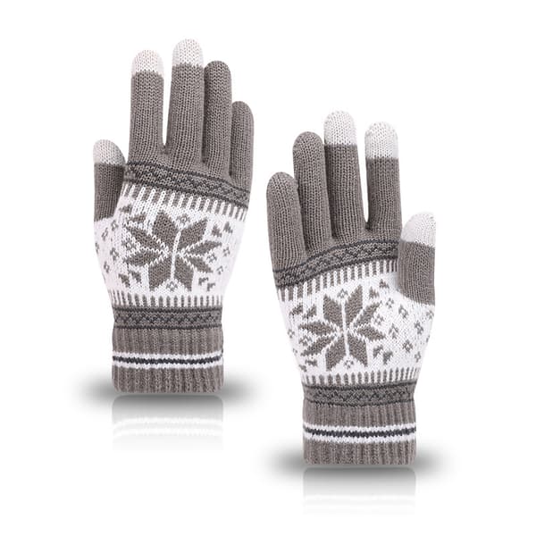 Stickade Handskar - Åttakantig Blomma Grey