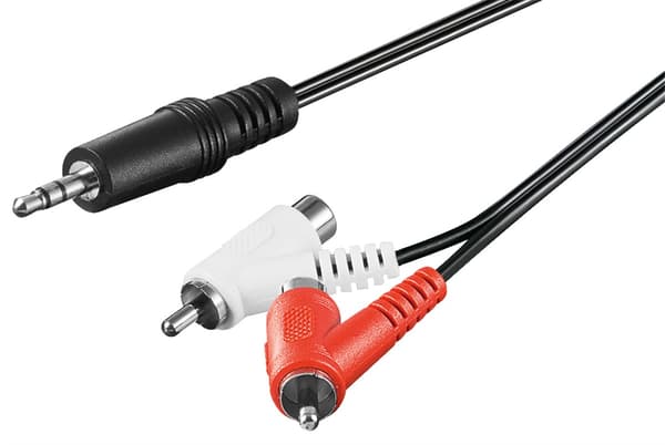 Lydadapterkabel, 3,5 mm plugg til RCA-plugg/-kontakt