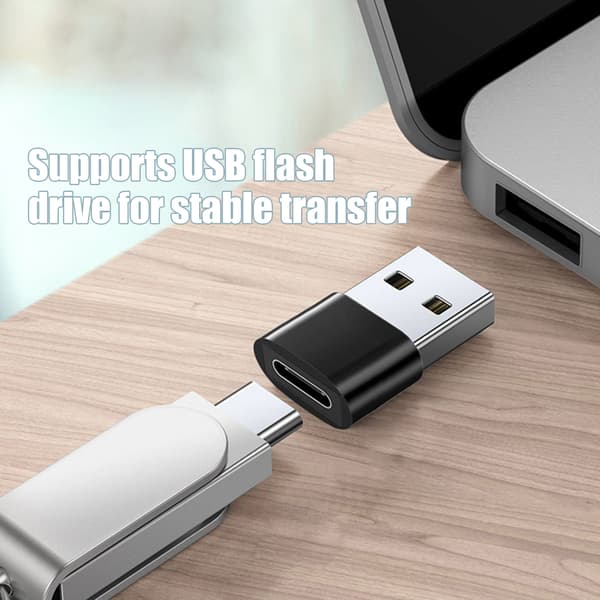 2-pack USB-C till USB-adapter för dataöverföring och laddning Black