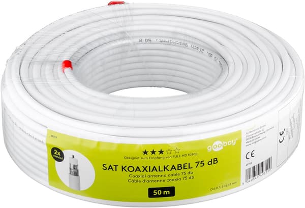 75 dB SAT-koaksialkabel, dobbeltskjermet