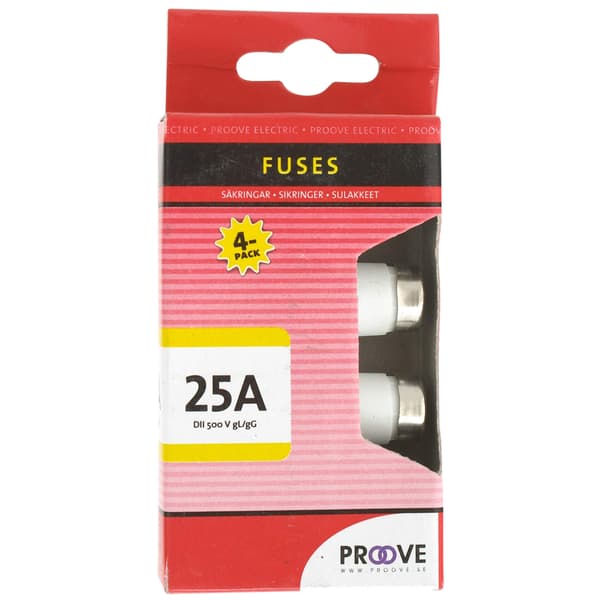 Sikring 25A DII 500 4-pak