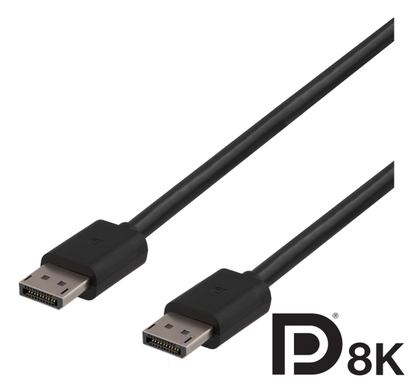 DisplayPort cable, DP 1.4, 7680x4320 at 30Hz, 2m, black